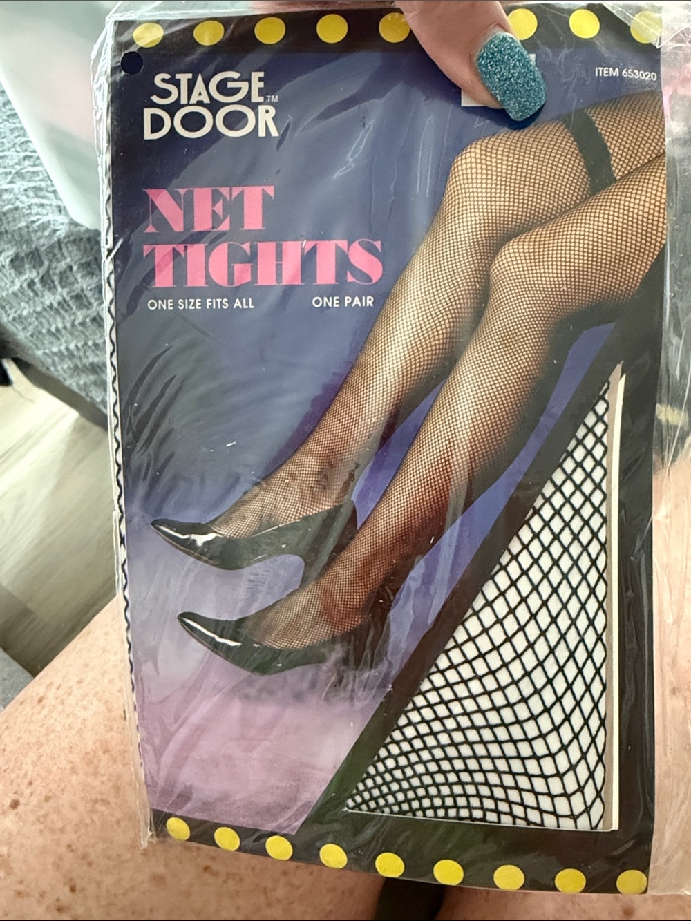 Vintage 1994 black fishnet tights OS